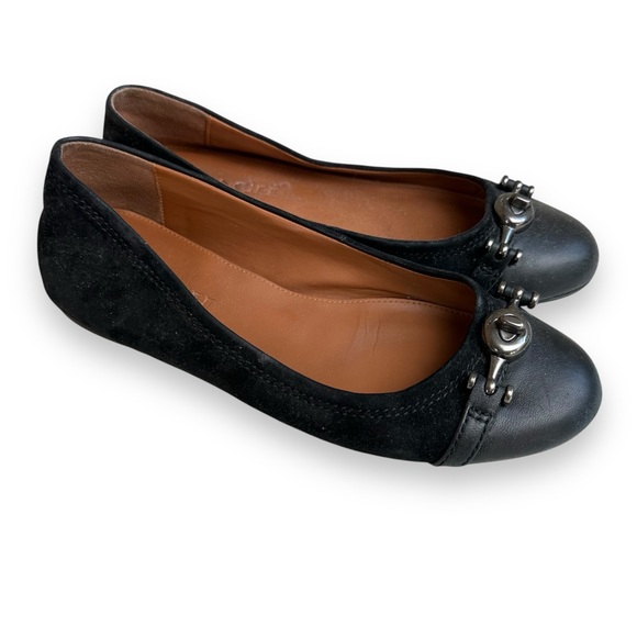 COACH Leila Ballet Flats Suede Leather Black Size 5 Women’s - Picture 1 of 9